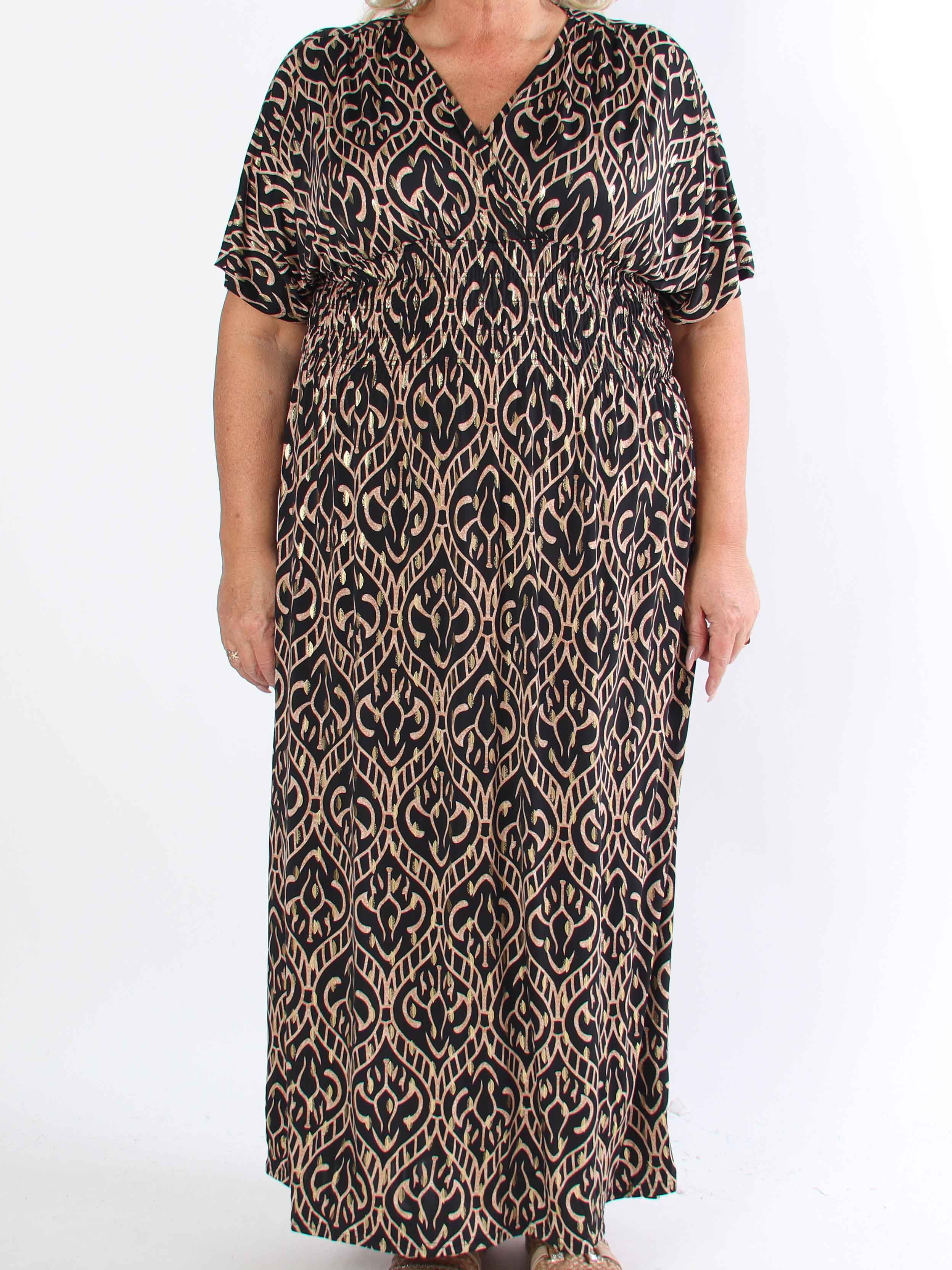 Pams Boho - Lang elastisk mønstret plus size kjole